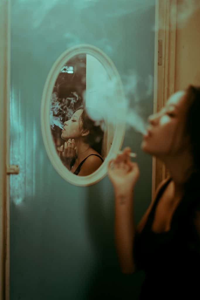 Resident in Marietta Georgia smoking a cigarette