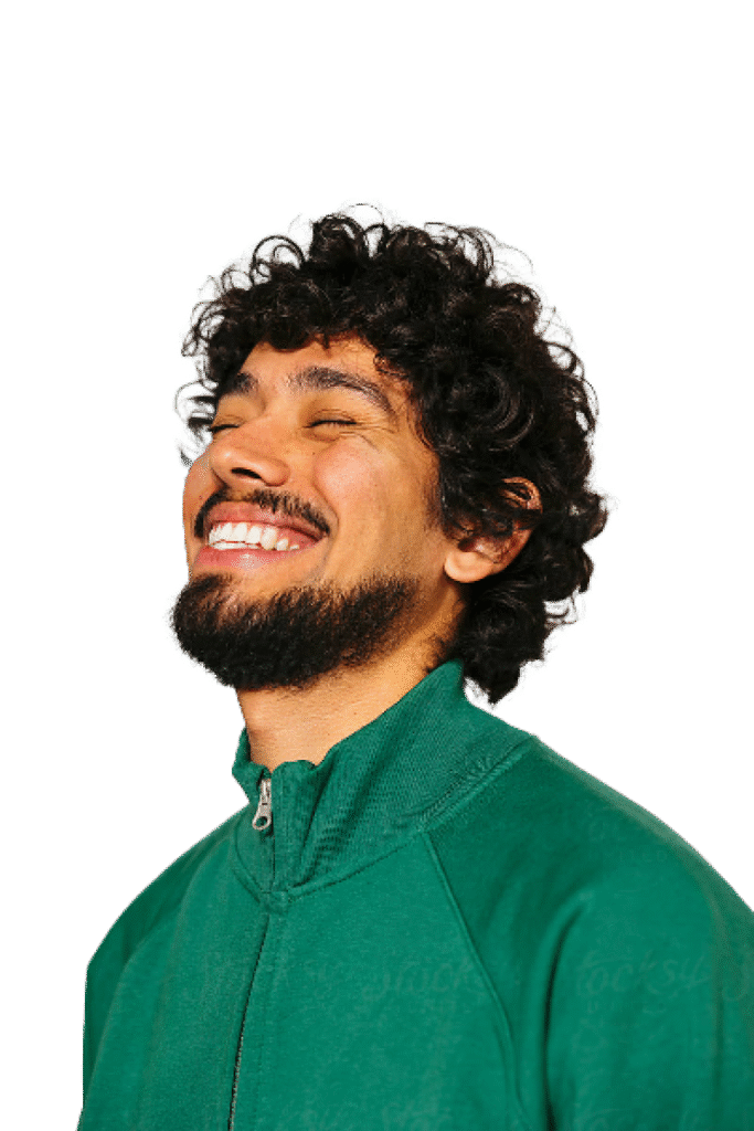 Services man with green shirt and smiling