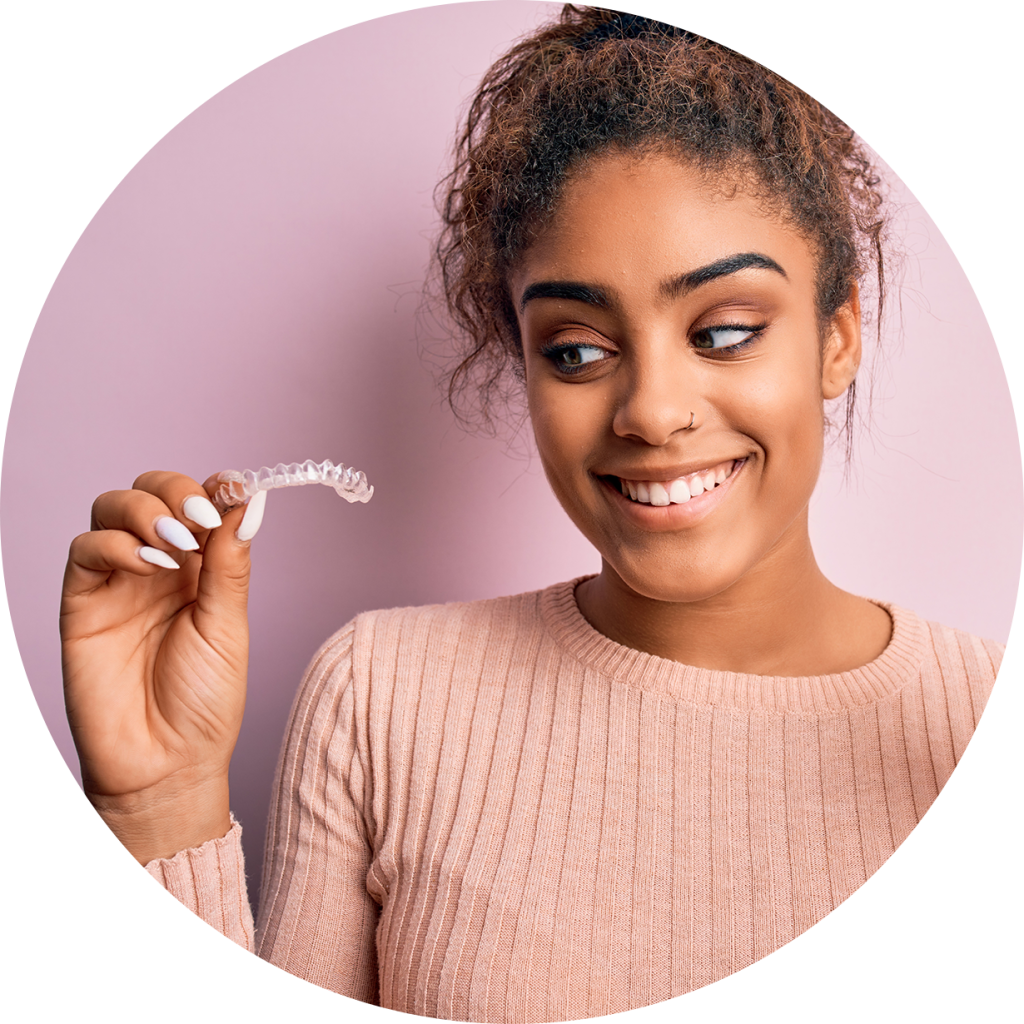 Girl with aligner