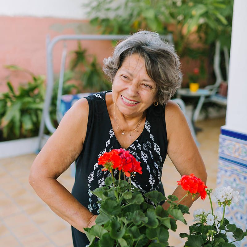 woman with flowers